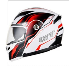 White motorcycle helmet with black and red design. YAXSO UAE ONLINE STORE