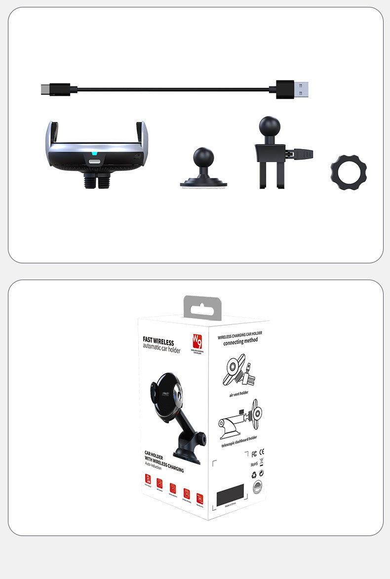 Wireless charging magnetic car phone mount kit with parts and cable