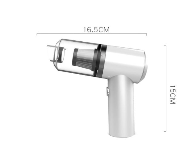 Wireless car vacuum cleaner, white handheld, compact 16.5 cm design