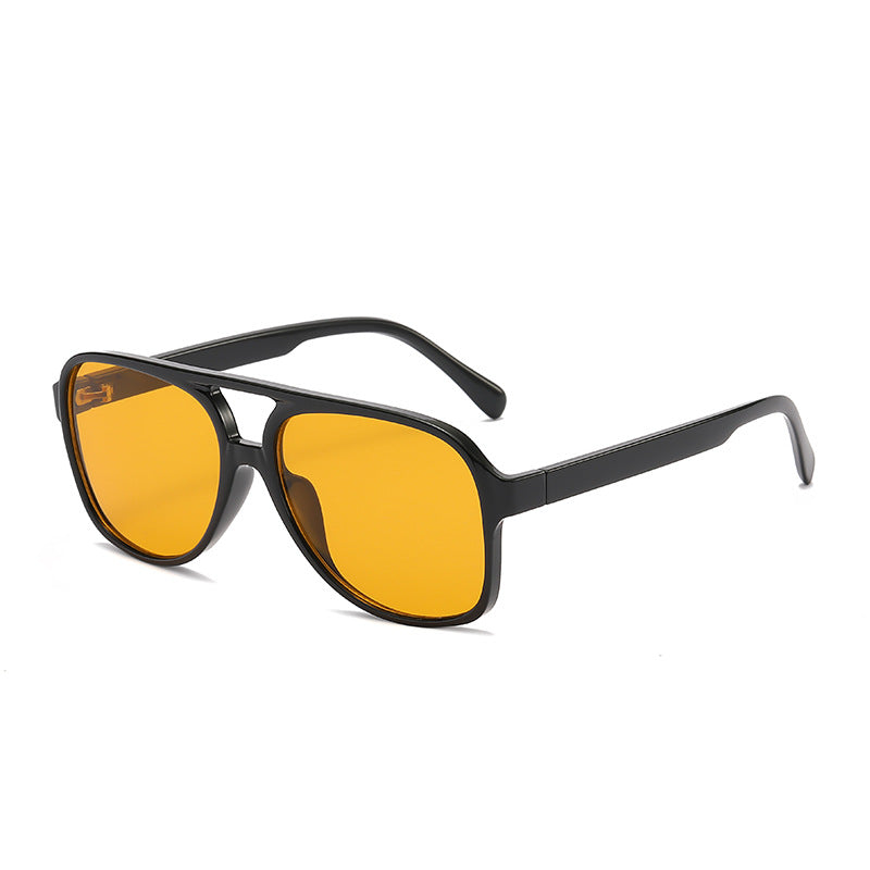 Polarized sunglasses with black frame and amber yellow lenses
