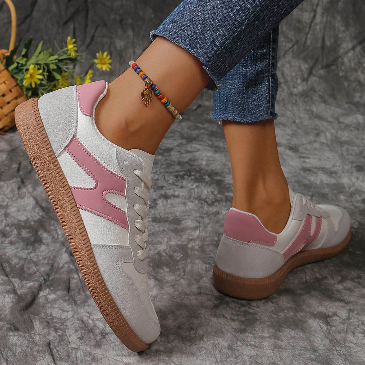 Women’s Colorblock Lace-Up Flats