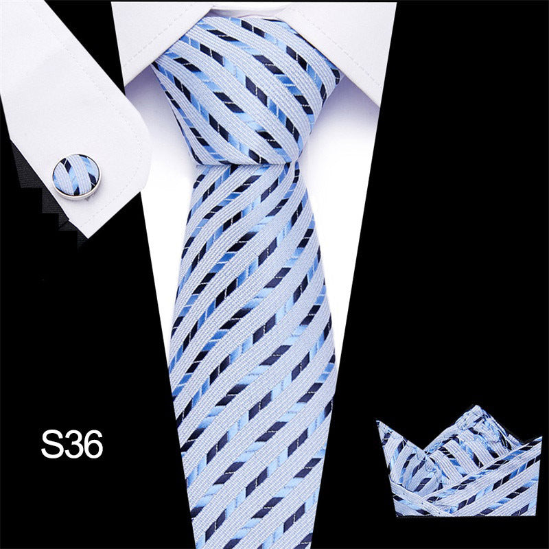 Men's business tie in light blue with woven diagonal stripe pattern
