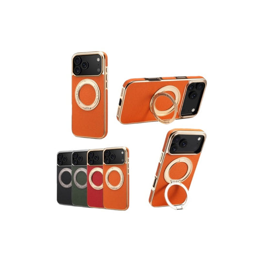 Orange phone case with ring holder on a white background