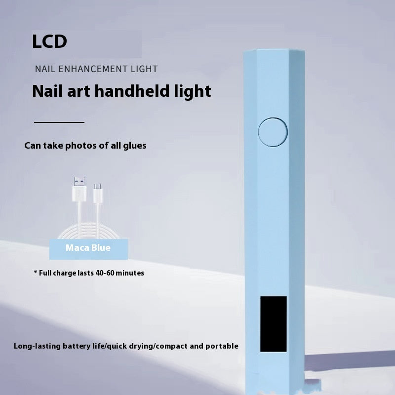 Rechargeable nail LED cure light with LCD display, light blue body