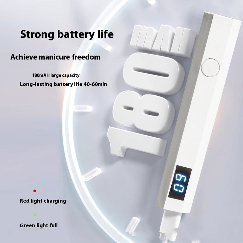 Rechargeable nail LED cure light, white body with LCD charge screen