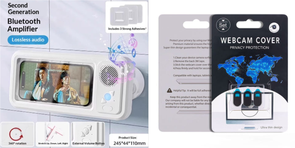 Waterproof phone box with Bluetooth speaker, white housing with front phone window