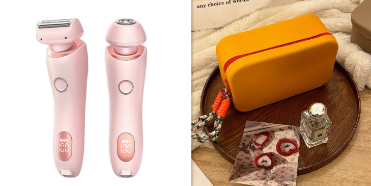 Women’s epilator and trimmer with LED display, light pink set plus travel case