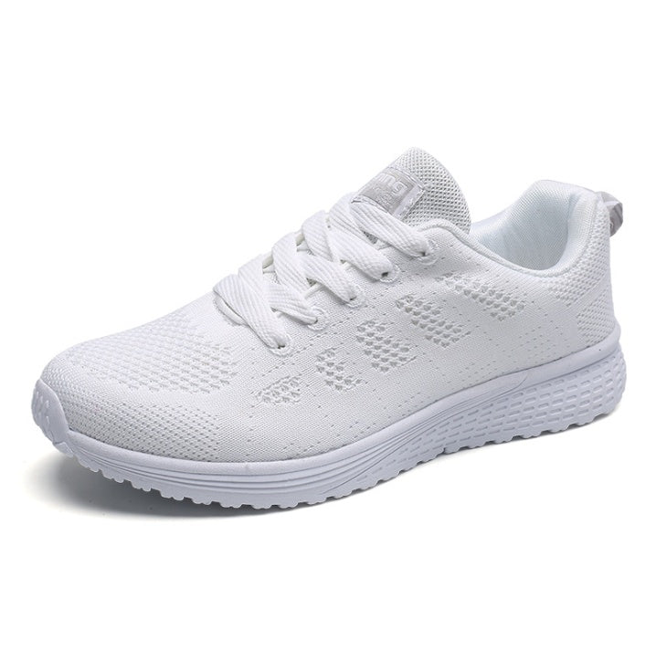 Women’s mesh sneakers, white textured upper with white rubber outsole