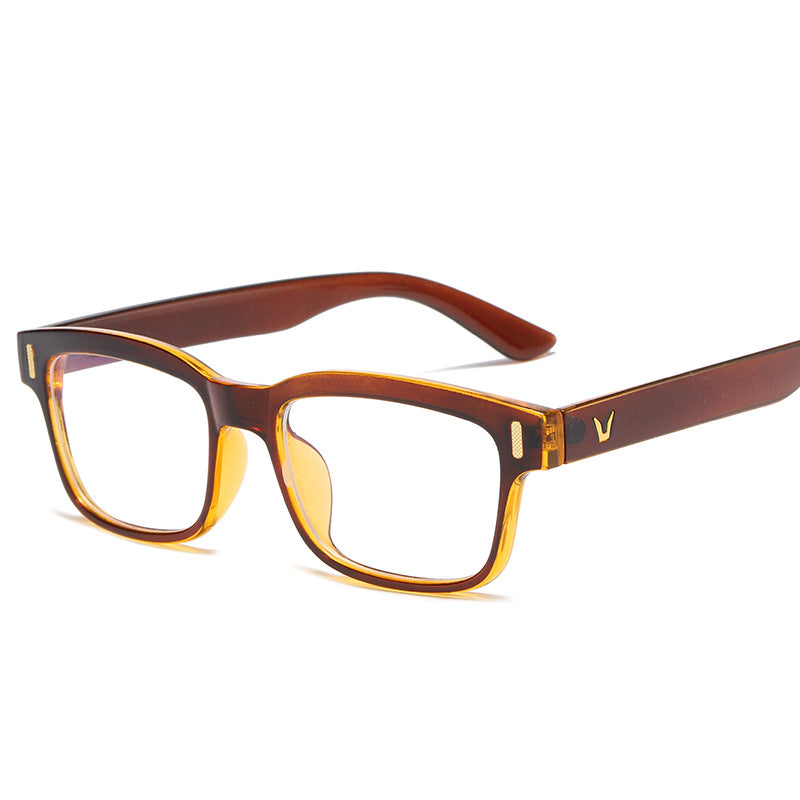 Rectangular sunglasses with brown frame and orange-brown lenses