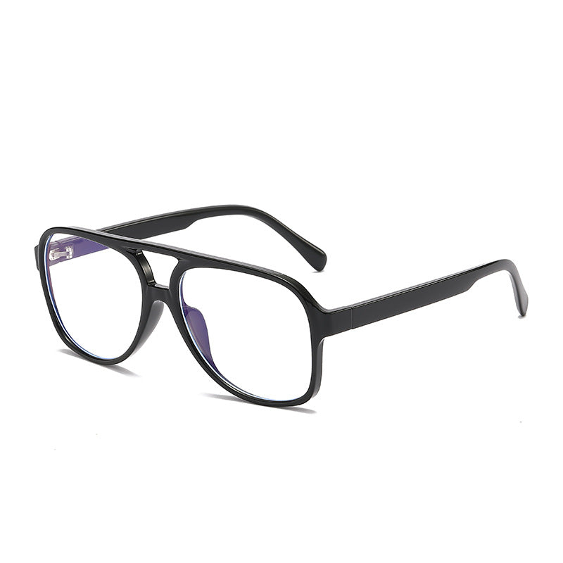 Unisex polarized sunglasses, black frame with clear lenses and purple tint