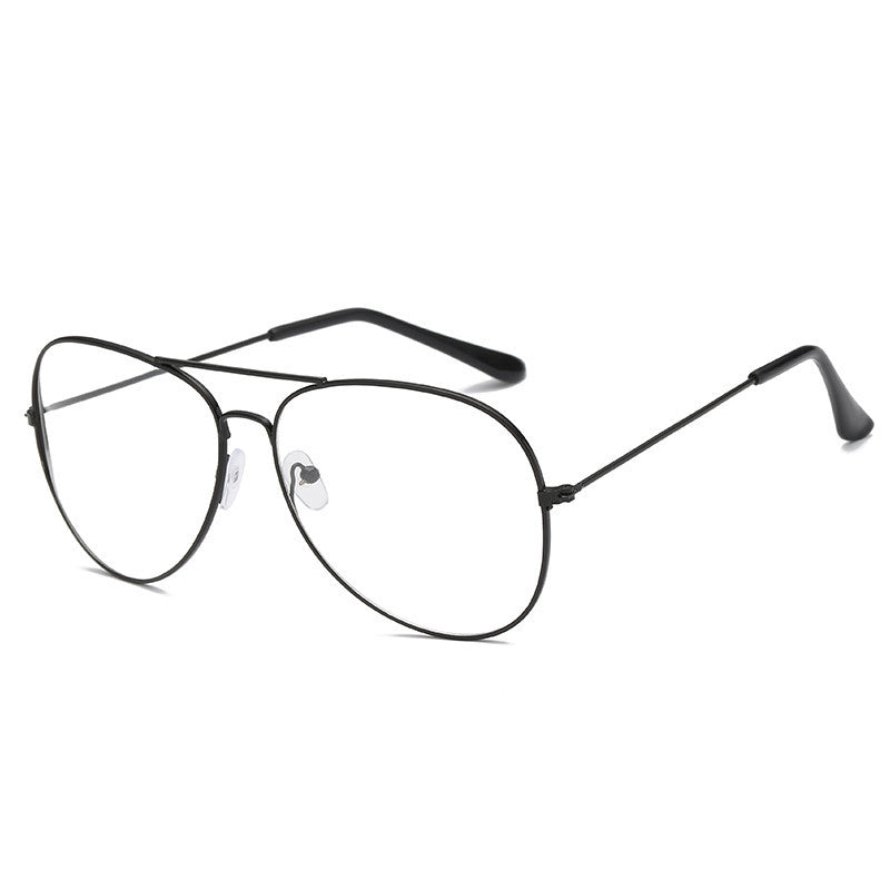 Unisex sunglasses with black full-rim frame and clear lenses, rounded oval shape.