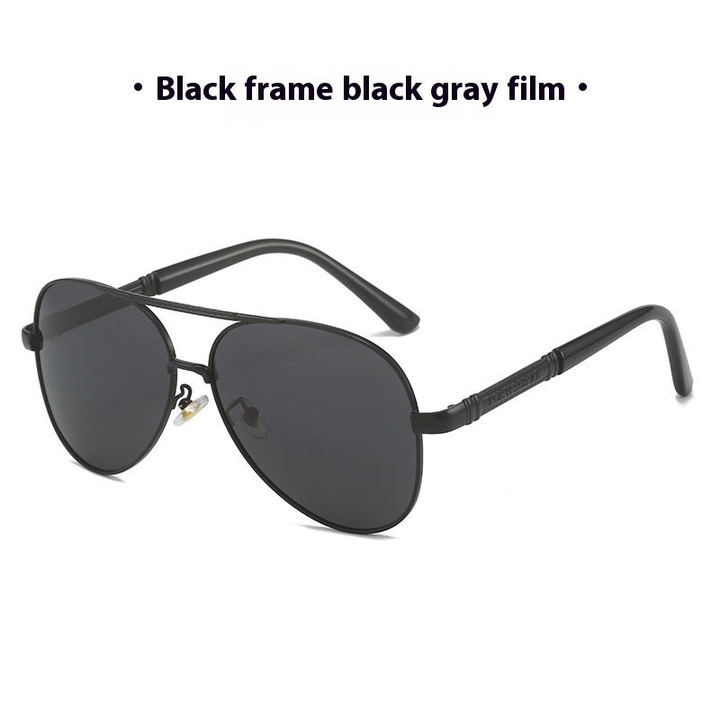 Men’s polarized photochromic sunglasses with matte black frame and gray lenses
