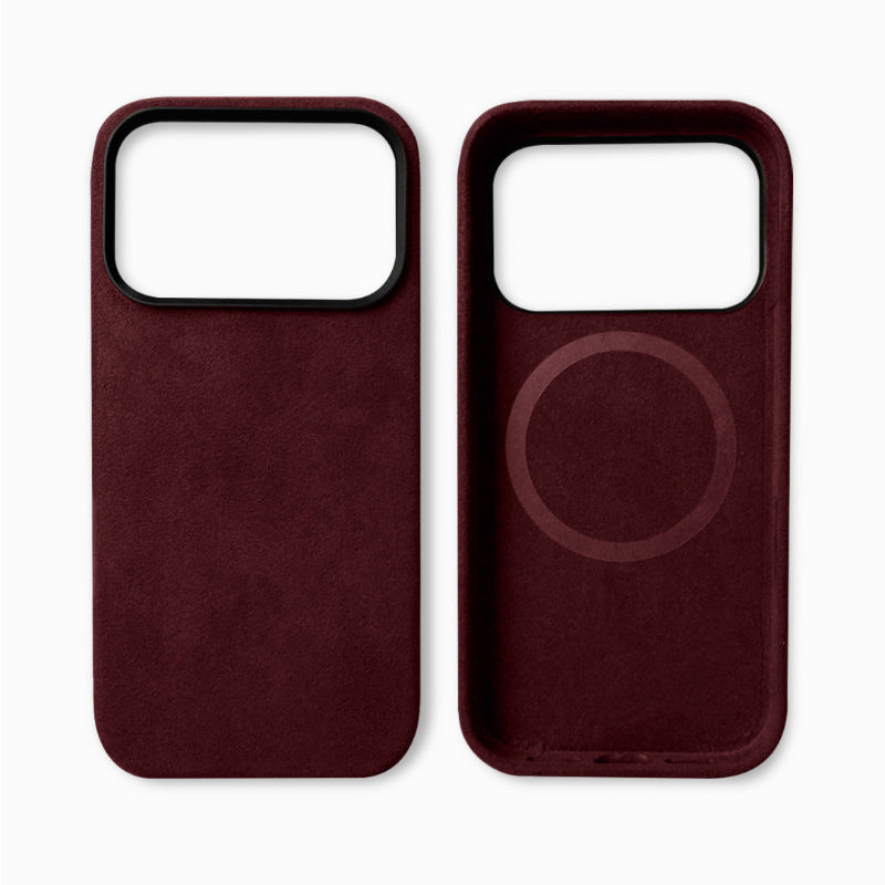Burgundy phone case with magnetic back for Apple products. YAXSO UAE ONLINE STORE
