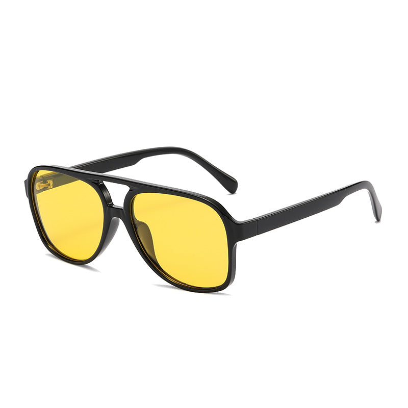 Unisex polarized sunglasses, black frame with yellow tinted lenses