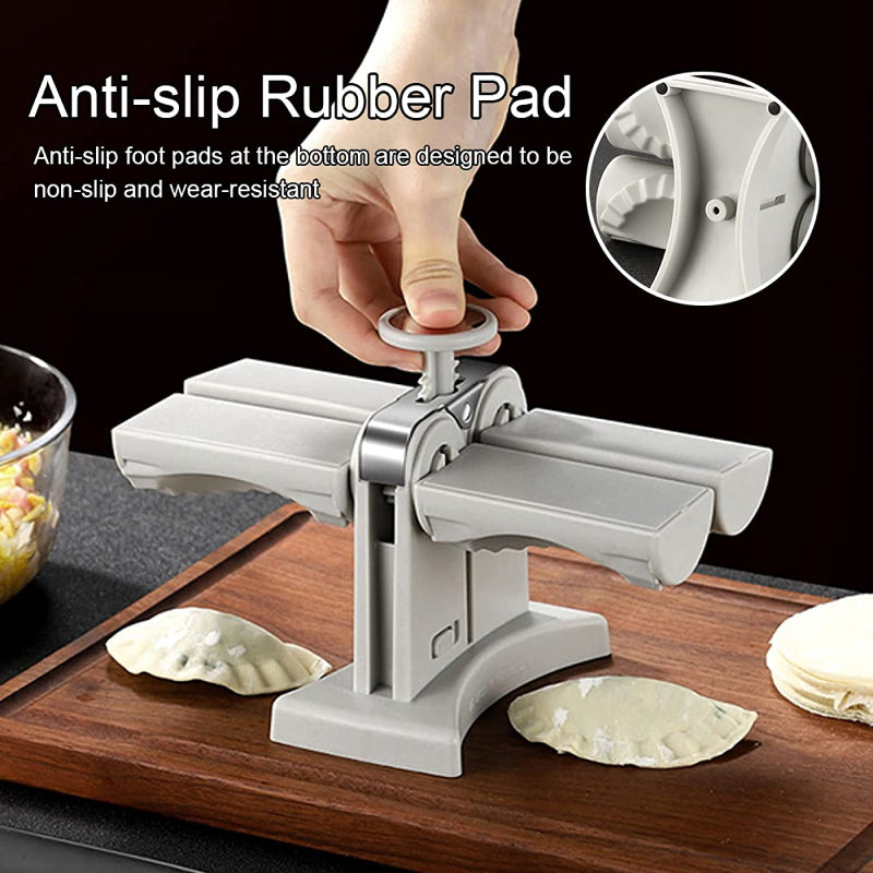 White dumpling maker with anti-slip rubber pad feet