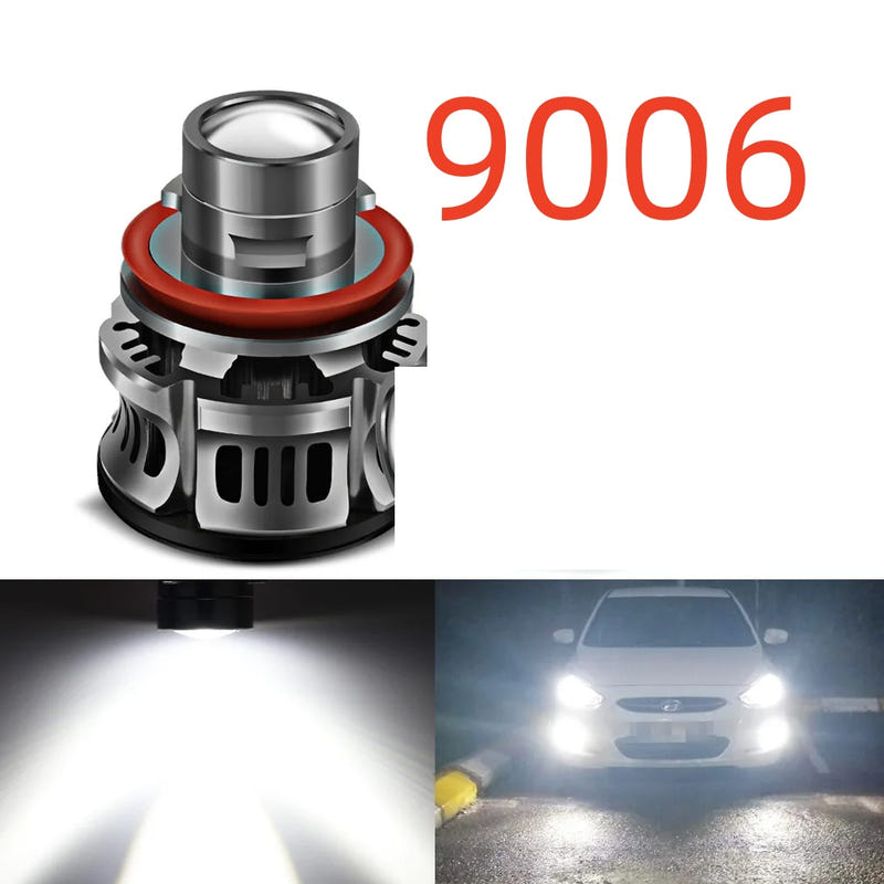 9006 LED fog lamp bulb, silver housing with red ring and vented cooling fins