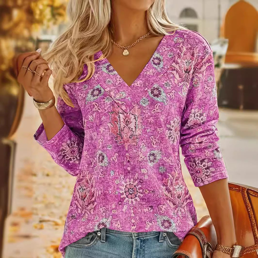 Plus Size Bohemian V-Neck Top