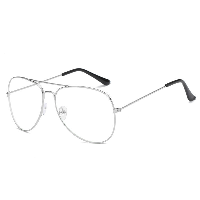 Unisex sunglasses with silver-tone metal frame and black temples