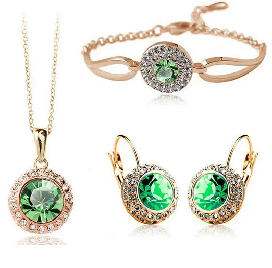 Zircon Jewelry Set – Necklace, Earrings & Bracelet - YAXSO
