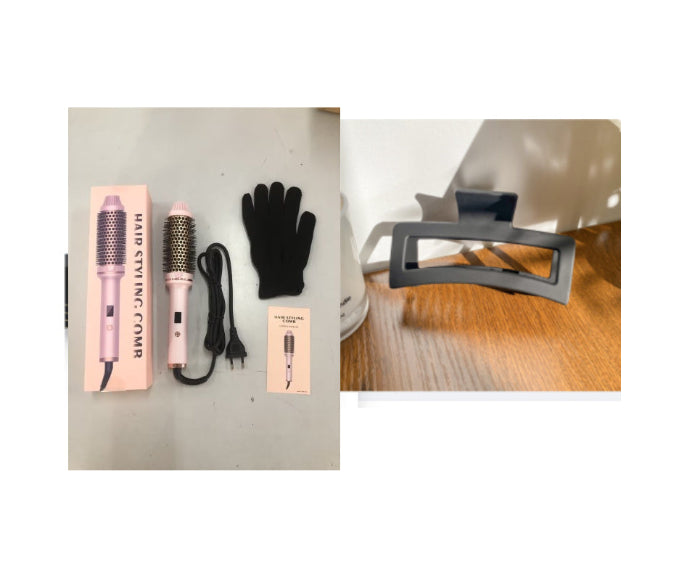Hair curler straight comb set with glove, attachments, and cord accessories