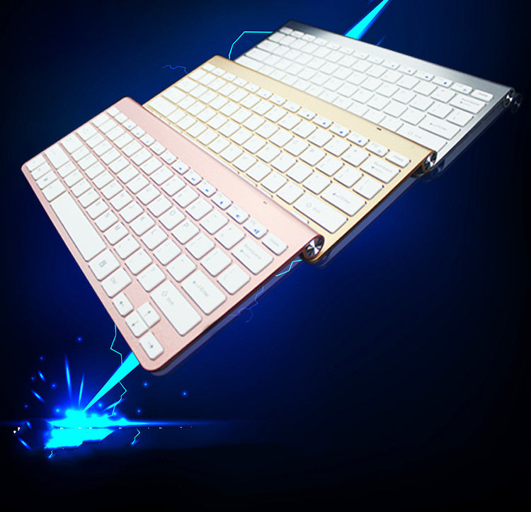 Wireless mini keyboard and mouse set with white keys on pink base and matching mouse