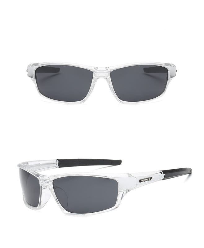 Men's polarized sports sunglasses, clear frame, dark lenses