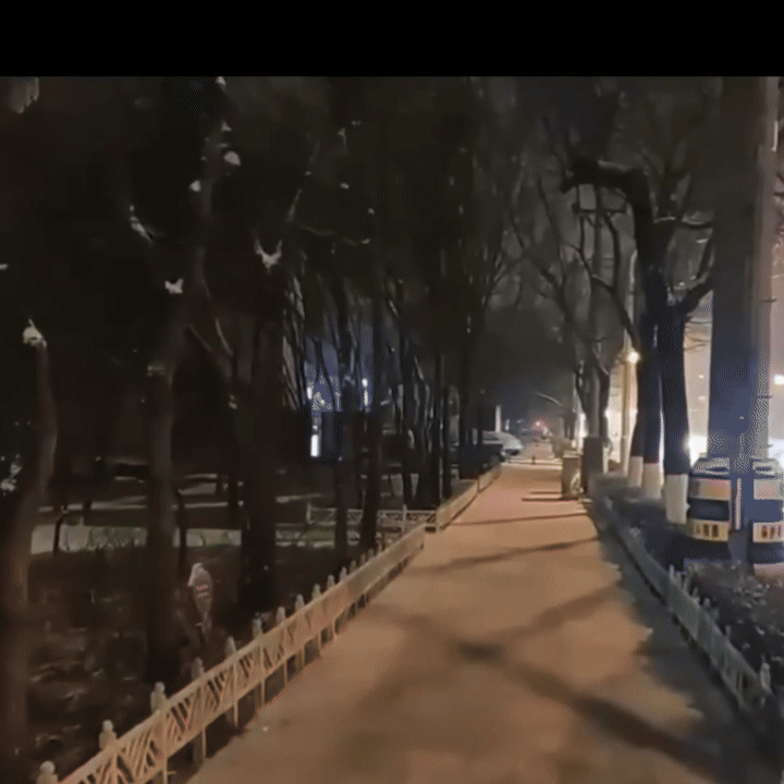 Night outdoor walkway scene