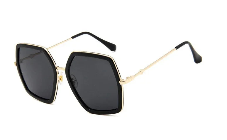 Women’s fashion sunglasses with black frames and black tinted square lenses