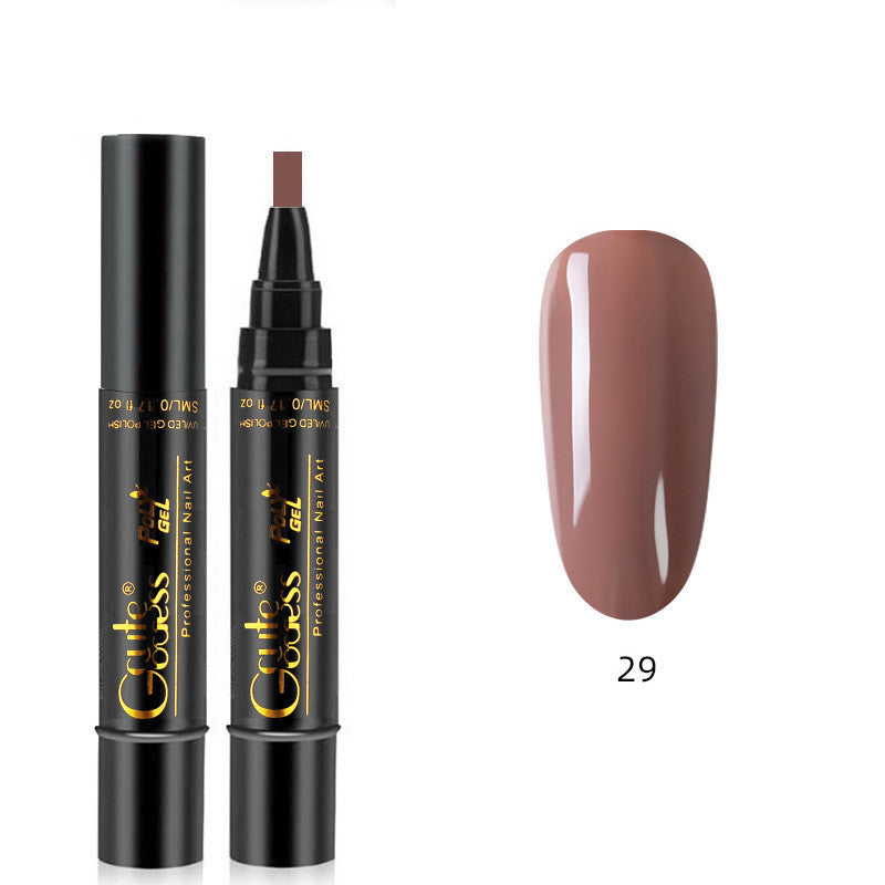 Nail gel glue pen set with nude brown shade swatch (29)