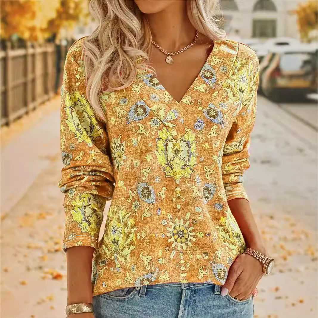 Plus Size Bohemian V-Neck Top
