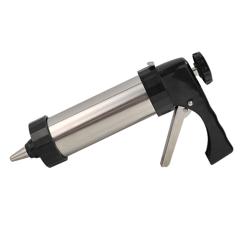Stainless steel biscuit press barrel with black trigger handle