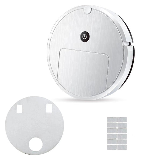 Robotic vacuum cleaner with cleaning pads on a white background