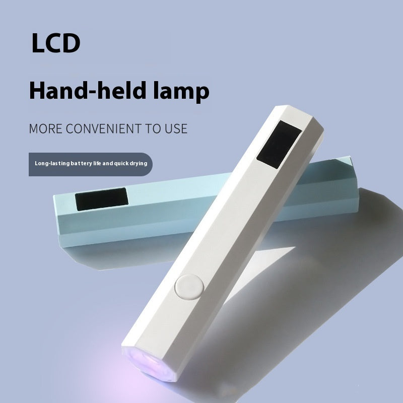 Rechargeable nail LED cure light with LCD display, white body emitting light
