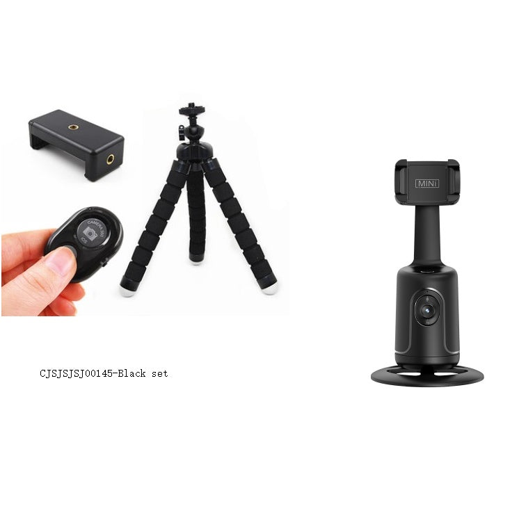 Black 360 face-tracking stabilizer set with tripod, remote, and handheld camera