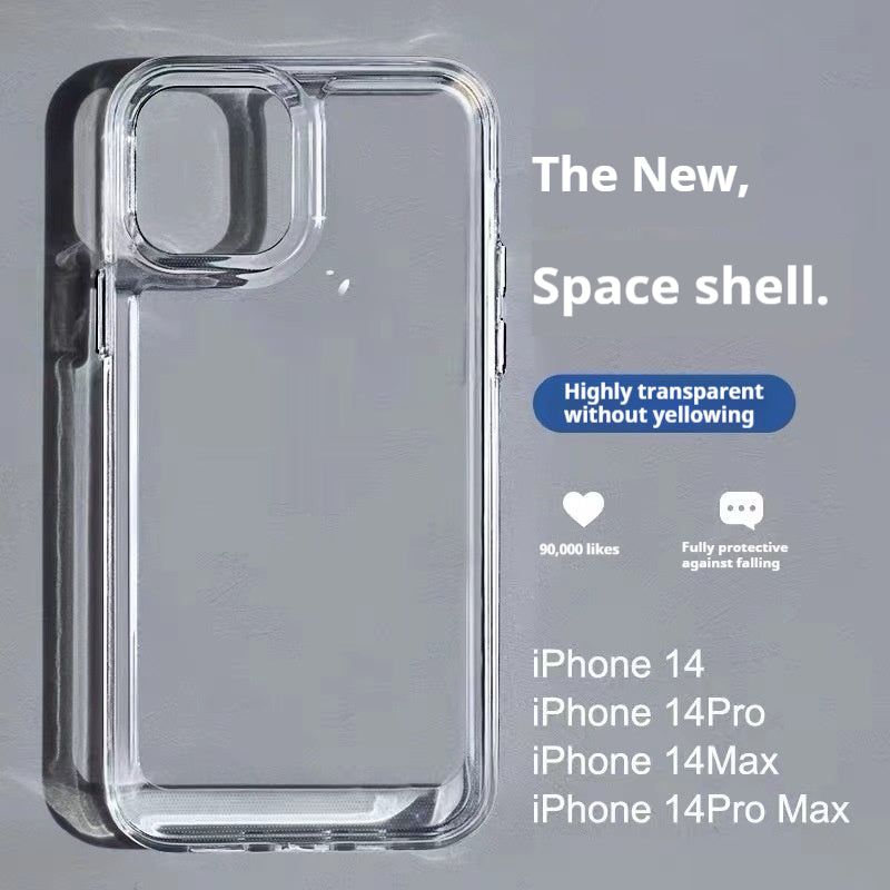 Transparent acrylic phone case, fully clear design with camera and speaker cutouts