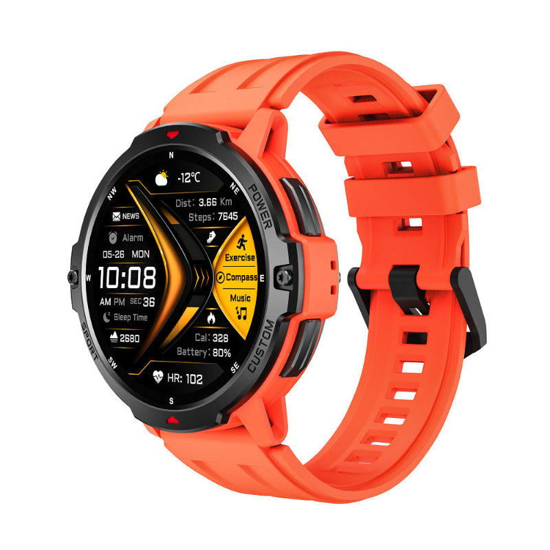 Smartwatch with an orange band on a white background
