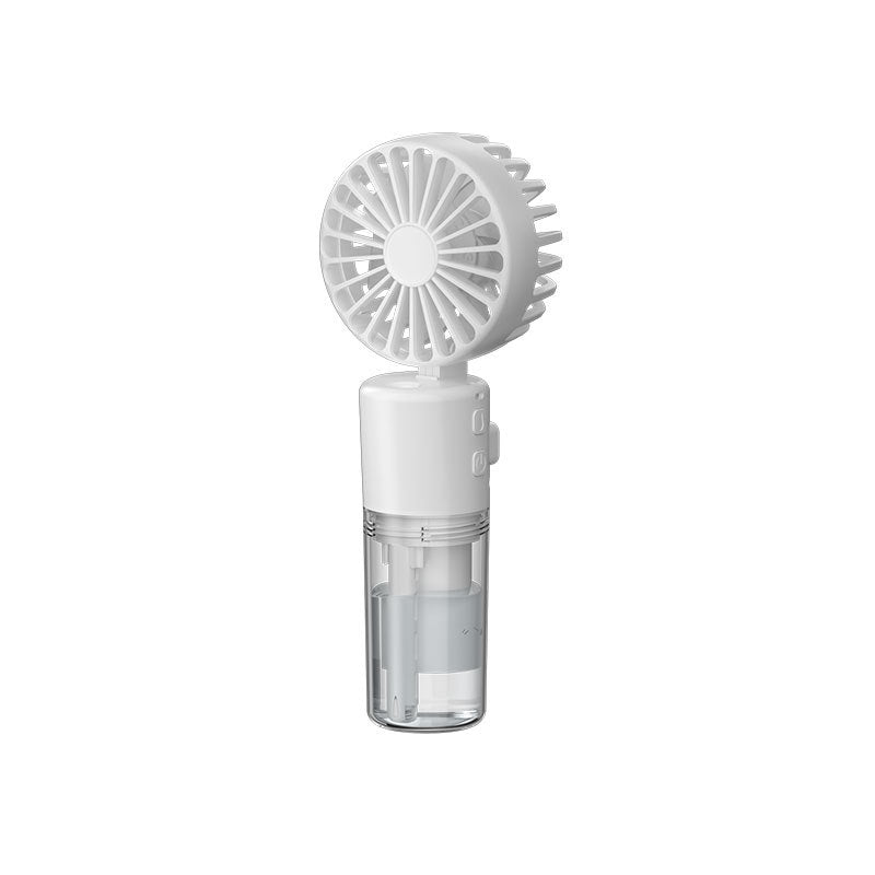 White spray fan with round grille, clear mist chamber, and side clip