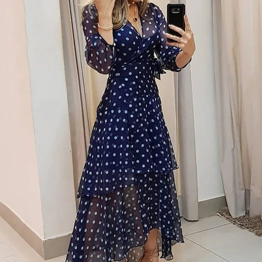 Women's Dot Printing Dark Blue Dress