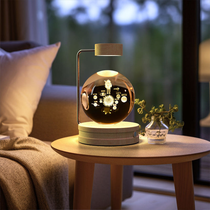 Cosmic LED crystal ball night light with sparkling animal design inside glass globe