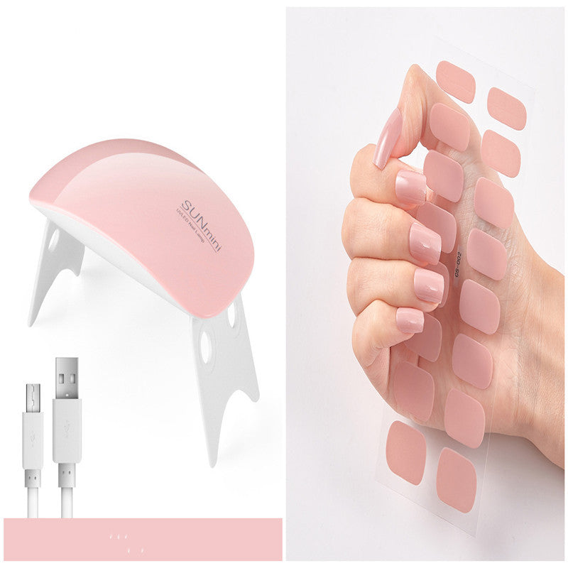 Light pink solid-color nail stickers, self-adhesive tips on a clear sheet