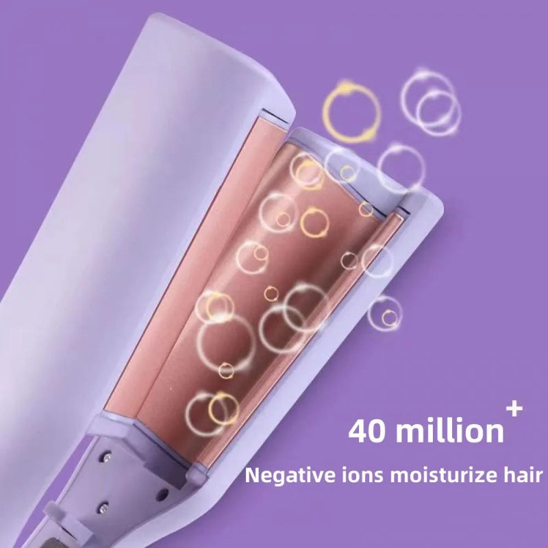 Curling iron featuring negative-ion heating chamber with copper-toned barrel