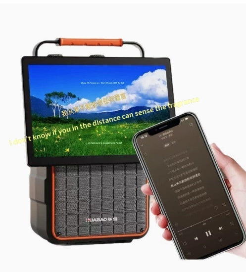 Portable Bluetooth karaoke speaker with rotatable screen and smartphone control