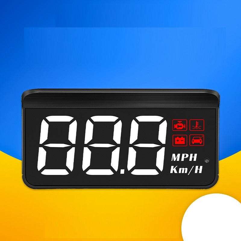 Black car HUD unit with large 3-digit speed display and MPH/Km/h labels