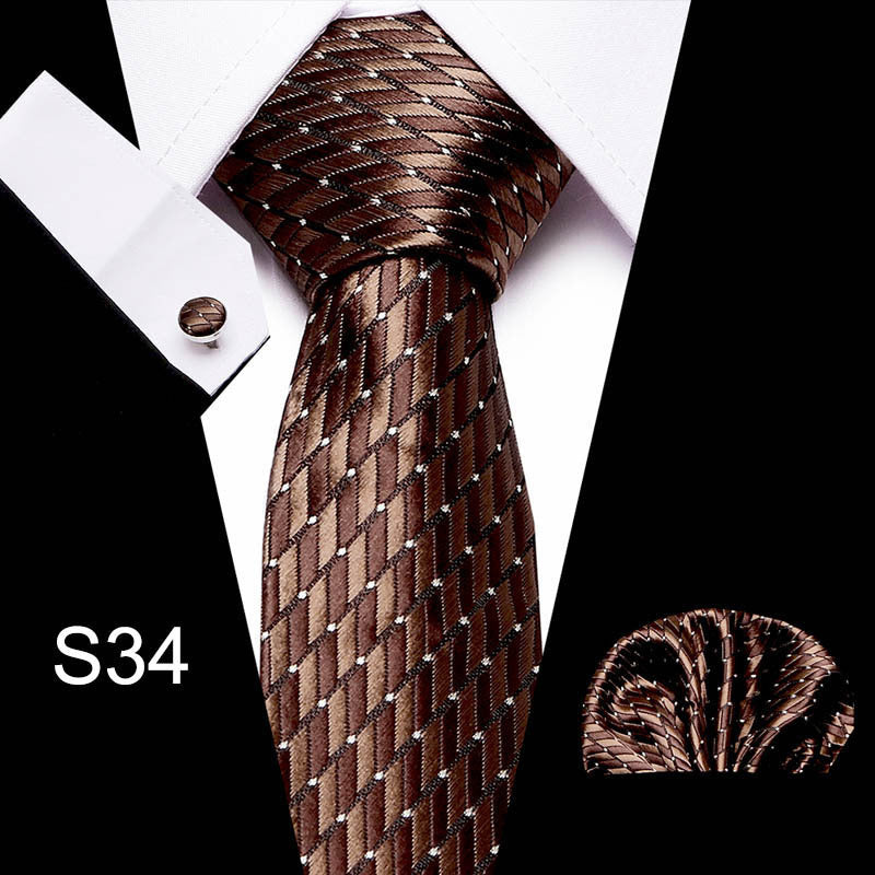 Men's business tie in brown with a textured grid and diagonal stripe look