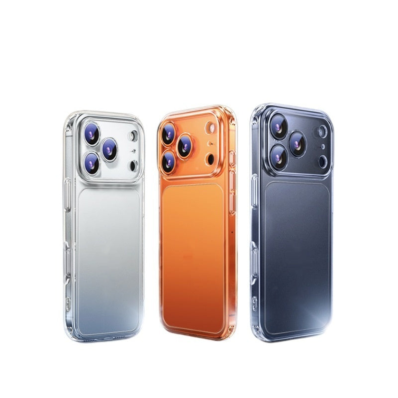 Triple set of clear and colored iPhone cases with camera openings