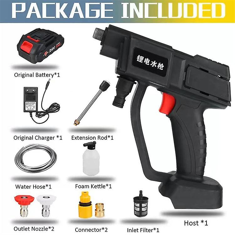 Cordless car pressure washer with battery, charger, hose, and foam nozzle kit