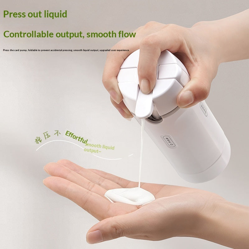 Travel dispenser bottle with pump head dispensing lotion from the nozzle