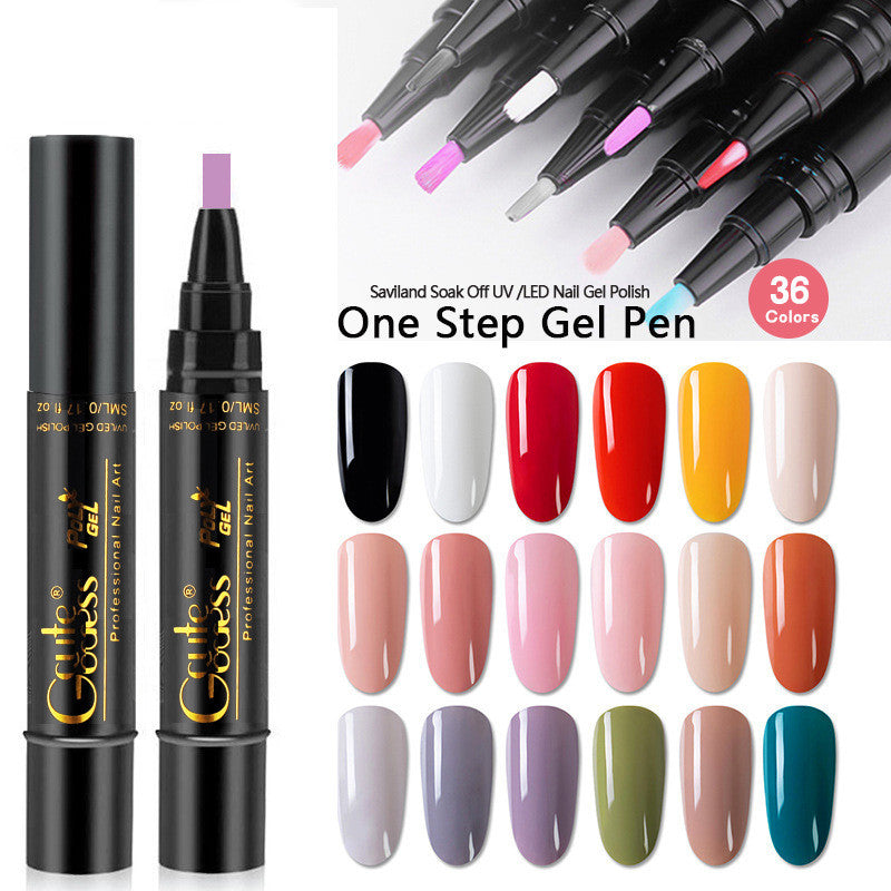 Nail gel polish pen with multiple color swatches and pens, 36 shades display