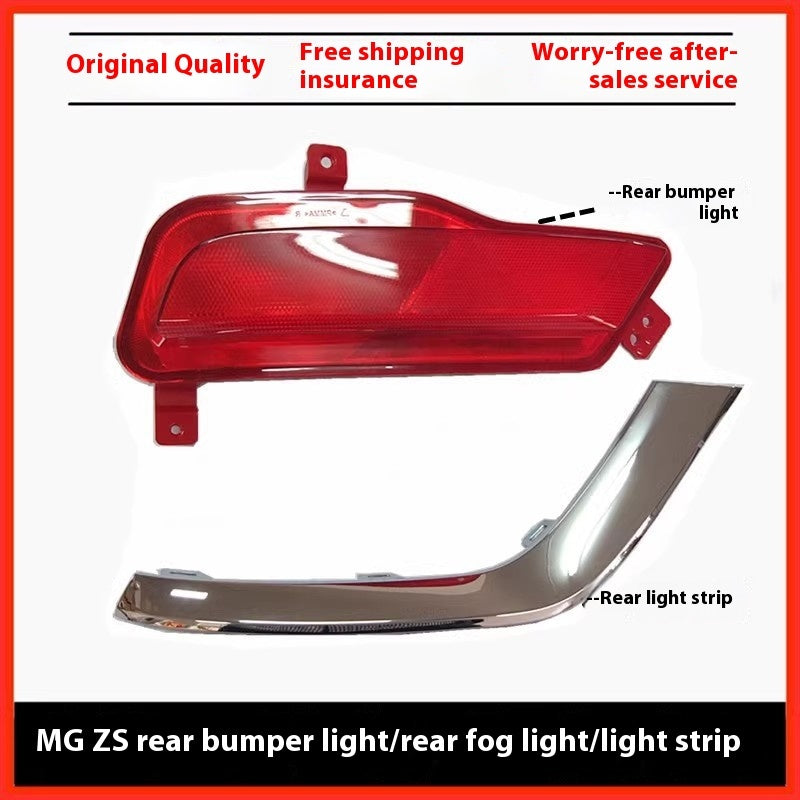 Rear bumper fog light with red lens and silver light strip kit