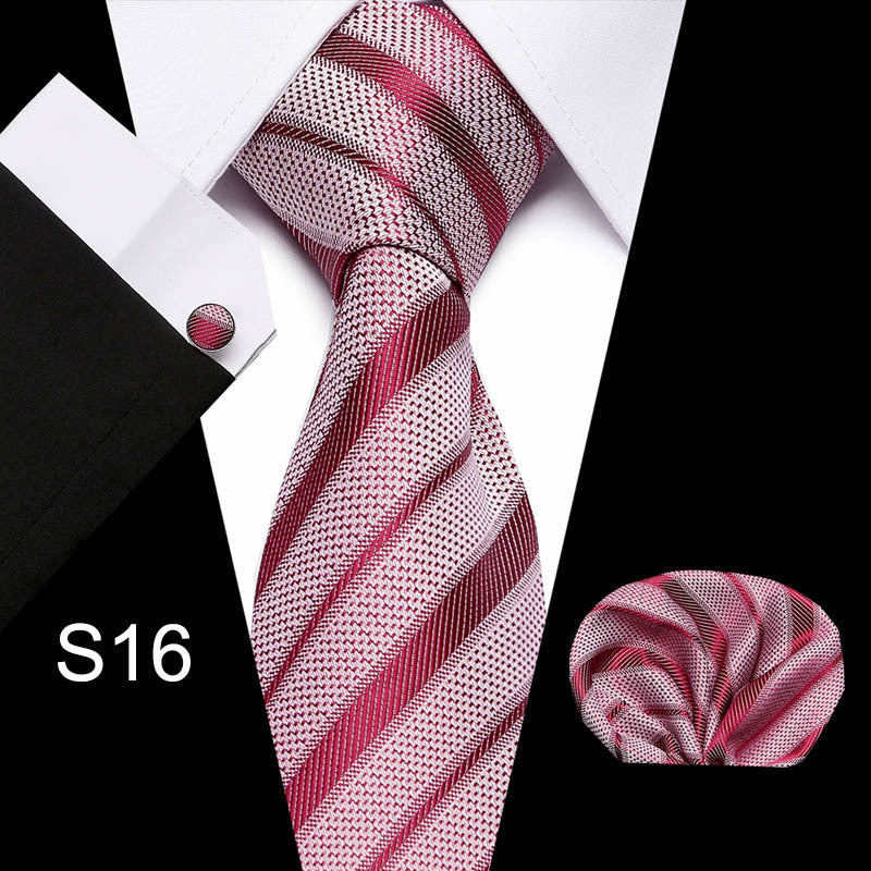 Men's business tie with red and light pink textured diagonal stripes